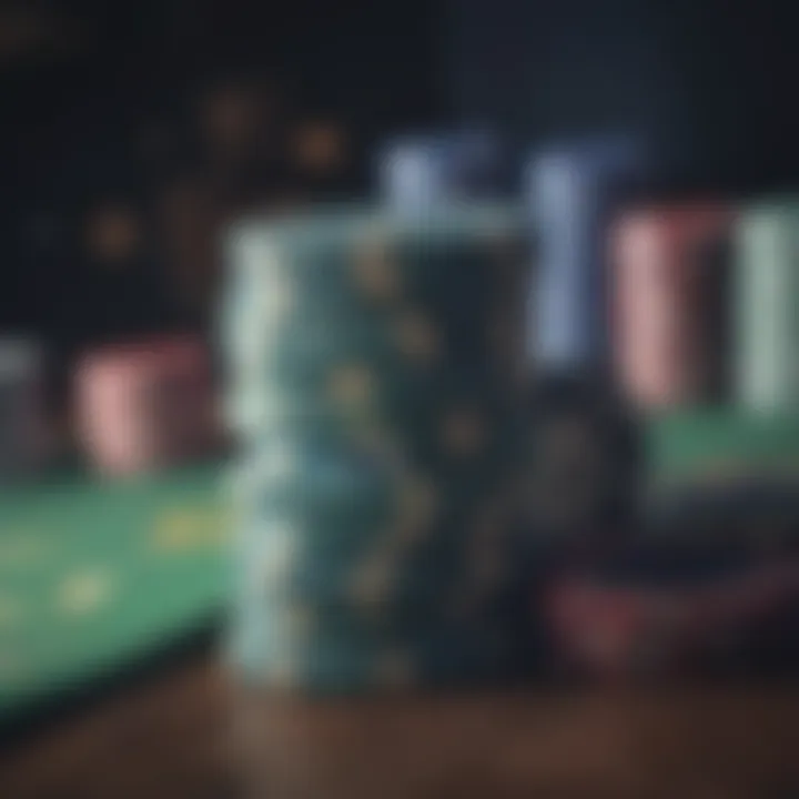 Close-up of poker chips stacked on a gaming table, symbolizing investment potential.