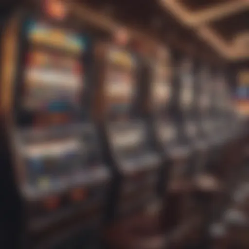 An elaborate array of modern slot machines in a vibrant casino environment