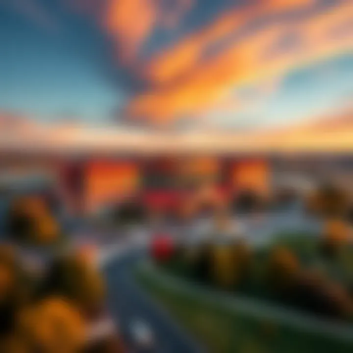 Aerial view of Crosswinds Casino showcasing its vibrant exterior and surrounding landscape