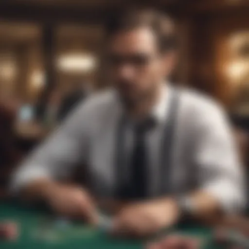 A player contemplating their next move in a game of blackjack