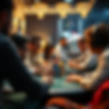 Online Poker Community Interaction A community-focused depiction of players interacting and sharing experiences in an online poker forum.