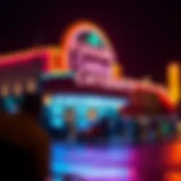 Vibrant casino exterior with neon lights