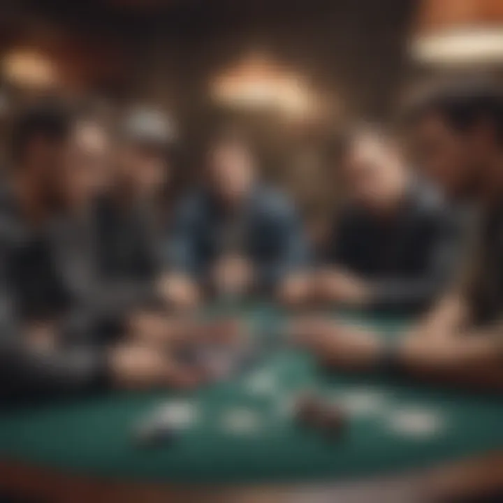 A group of diverse players engaged in an intense poker game showcasing camaraderie