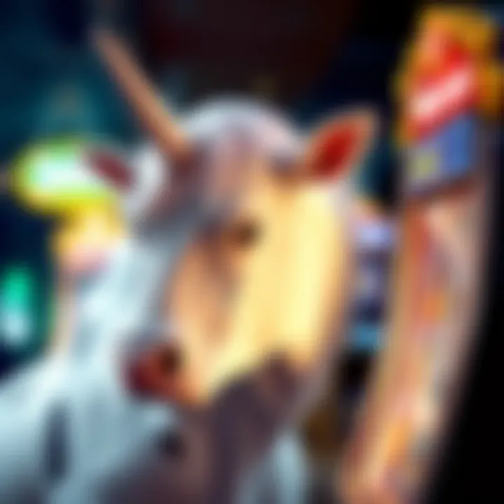 Thematic elements in unicorn cow slot machine gameplay