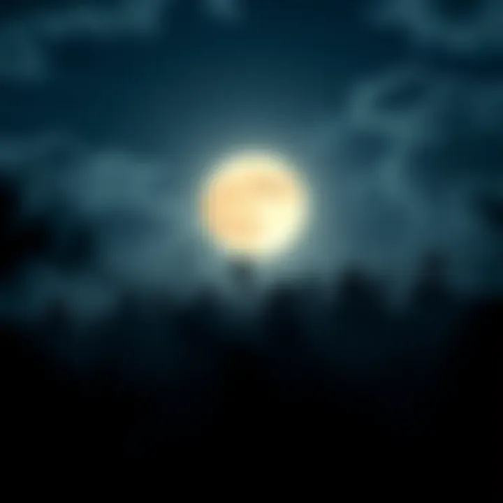 A mesmerizing view of a full moon shining over a mystical forest