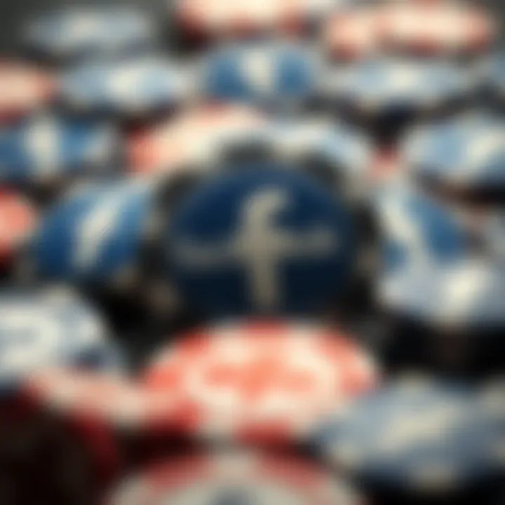 A collage of poker chips and Facebook logos symbolizing connection