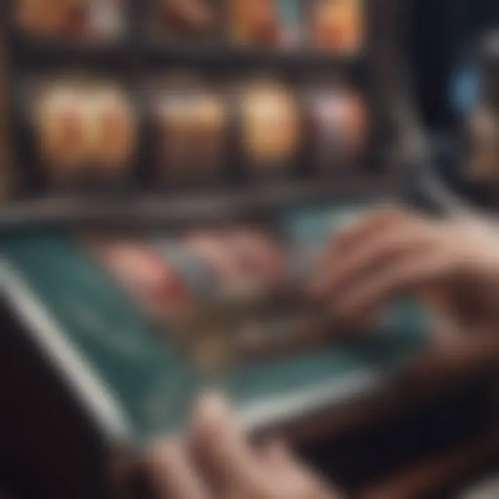 A close-up view of a player engaging with an online penny slot game on a digital device.