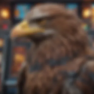 Close-up view of a Soaring Eagle slot machine showcasing its intricate design and vibrant colors