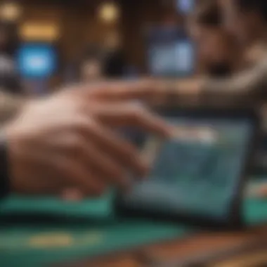 Close-up of a bettor analyzing betting odds on a mobile device